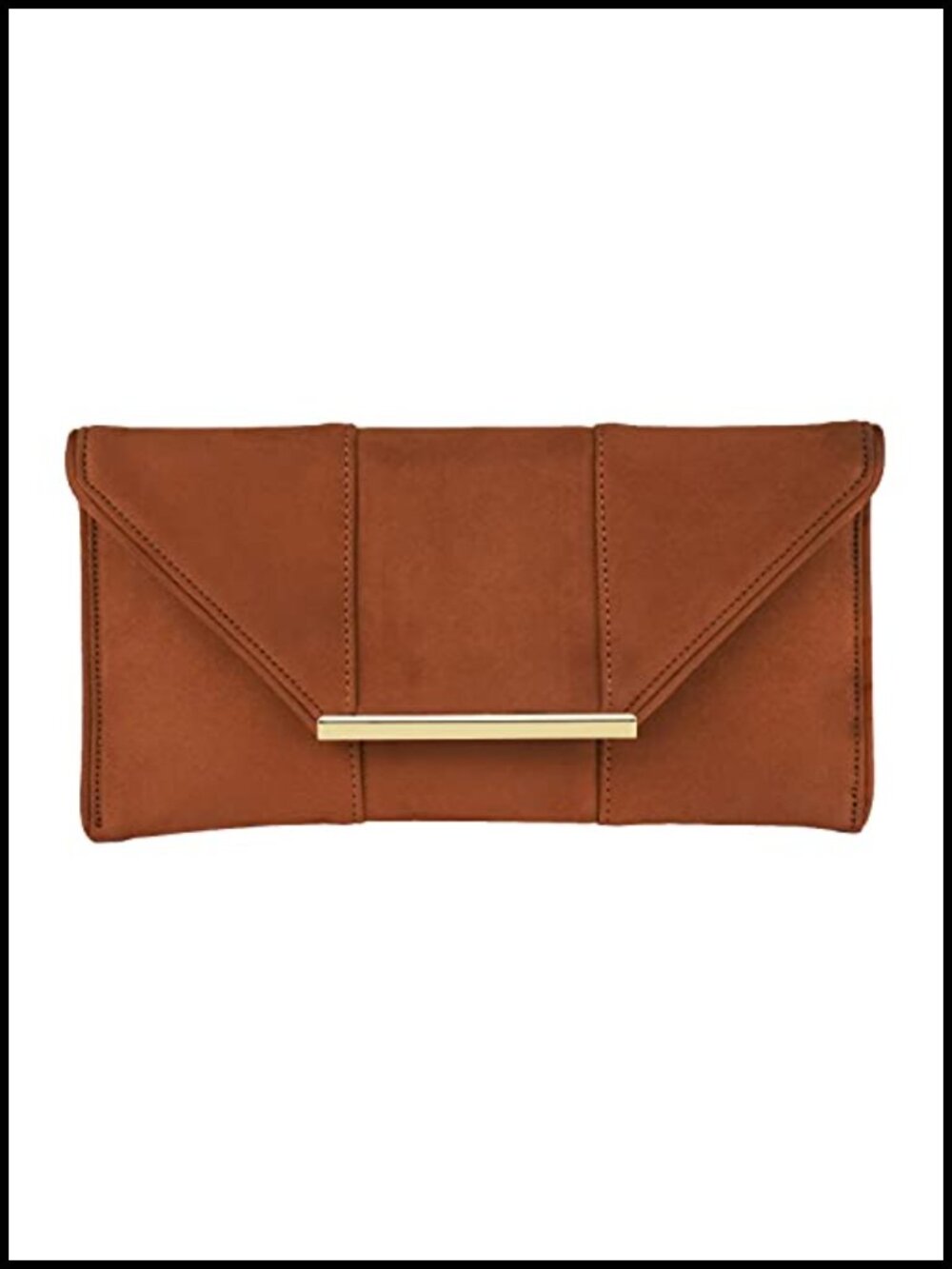 Faux Microsuede Envelope Clutch with Chain